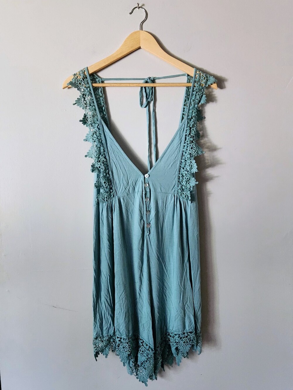 POL Lace-Trim Boho Romper Sz S